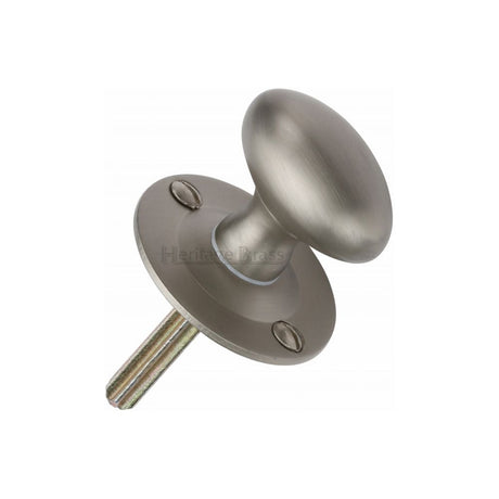 This is an image of a Heritage Brass - Oval Thumbturn w/o Bolt Satin Nickel Finish, bt5-sn that is available to order from Trade Door Handles in Kendal.
