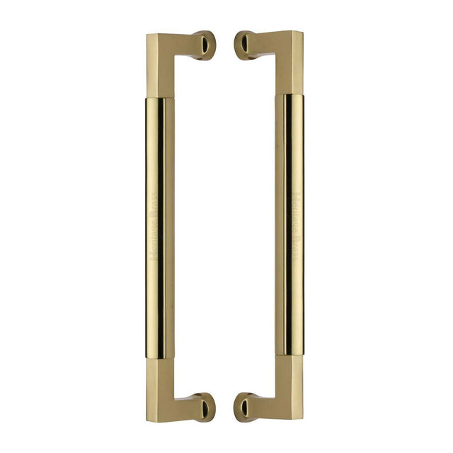 This is an image of a Heritage Brass - Door Pull Handle Bauhaus Design 330mm Polished Brass Finish, btb1312-330-pb that is available to order from Trade Door Handles in Kendal.