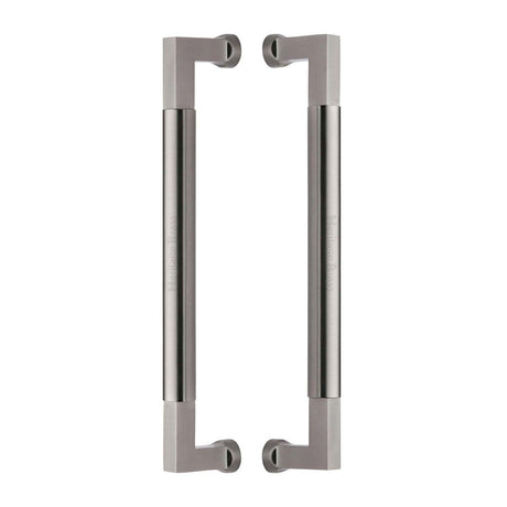 This is an image of a Heritage Brass - Door Pull Handle Bauhaus Design 330mm Satin Nickel Finish, btb1312-330-sn that is available to order from Trade Door Handles in Kendal.
