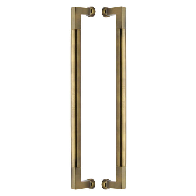 This is an image of a Heritage Brass - Door Pull Handle Bauhaus Design 483mm Antique Brass Finish, btb1312-483-at that is available to order from Trade Door Handles in Kendal.