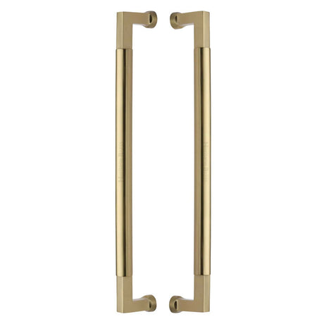 This is an image of a Heritage Brass - Door Pull Handle Bauhaus Design 483mm Satin Brass Finish, btb1312-483-sb that is available to order from Trade Door Handles in Kendal.