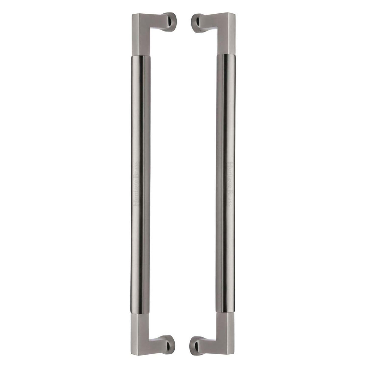 This is an image of a Heritage Brass - Door Pull Handle Bauhaus Design 483mm Satin Nickel Finish, btb1312-483-sn that is available to order from Trade Door Handles in Kendal.