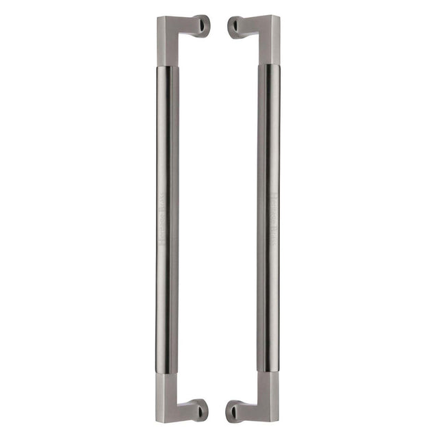 This is an image of a Heritage Brass - Door Pull Handle Bauhaus Design 483mm Satin Nickel Finish, btb1312-483-sn that is available to order from Trade Door Handles in Kendal.