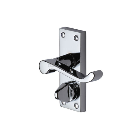 This is an image of a Heritage Brass - Door Handle for Privacy Set Builders' Range Polished Chrome finish, bui425-pc that is available to order from Trade Door Handles in Kendal.