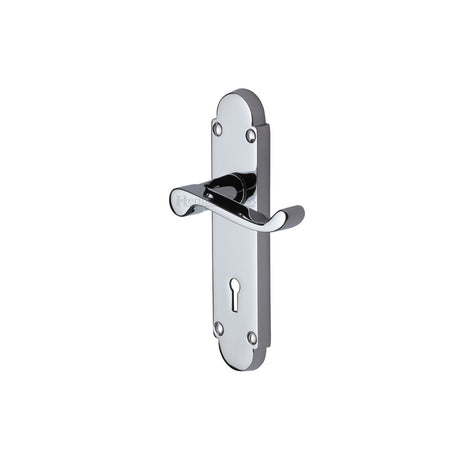 This is an image of a Heritage Brass - Door Handle Lever Lock Builders' Range Polished Chrome finish, bui500-pc that is available to order from Trade Door Handles in Kendal.