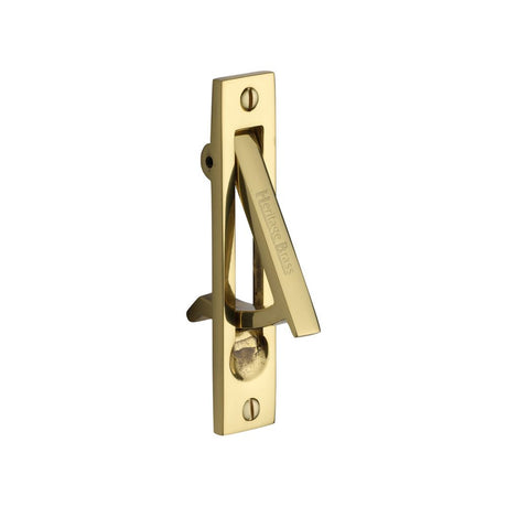 This is an image of a Heritage Brass - Pocket Door Edge Pull Polished Brass Finish, c1165-pb that is available to order from Trade Door Handles in Kendal.