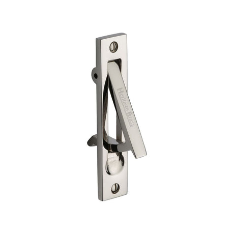 This is an image of a Heritage Brass - Pocket Door Edge Pull Polished Nickel Finish, c1165-pnf that is available to order from Trade Door Handles in Kendal.