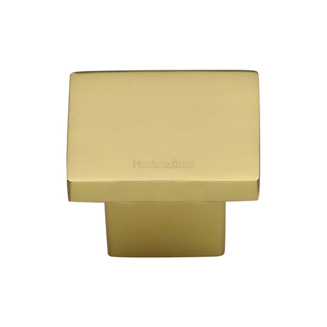 This is an image of a Heritage Brass - Cabinet Knob Classic Square Design 32mm Unlacquered Polished Brass finish, c1254-32-ulb that is available to order from Trade Door Handles in Kendal.