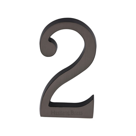This is an image of a Heritage Brass - Numeral 2 Concealed Fix 76mm (3") Matt Bronze finish, c1564-2-mb that is available to order from Trade Door Handles in Kendal.