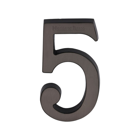 This is an image of a Heritage Brass - Numeral 5 Concealed Fix 76mm (3") Matt Bronze finish, c1564-5-mb that is available to order from Trade Door Handles in Kendal.