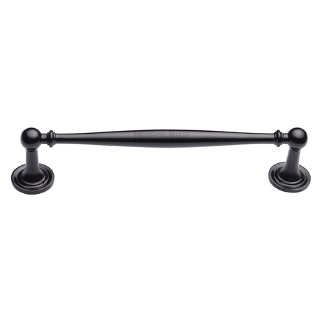 This is an image of a Heritage Brass - Cabinet Pull Colonial Design 152mm CTC Matt Black Finish, c2533-152-bkmt that is available to order from Trade Door Handles in Kendal.