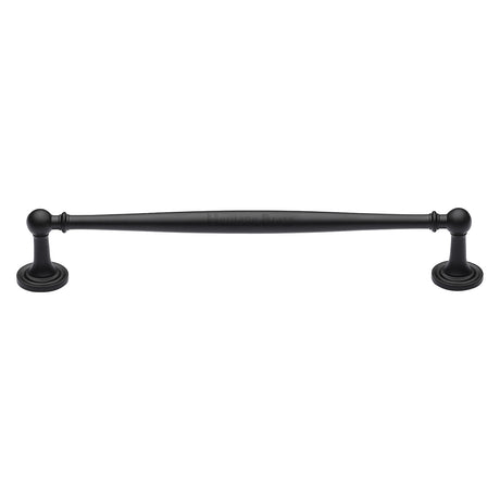 This is an image of a Heritage Brass - Cabinet Pull Colonial Design 203mm CTC Matt Black Finish, c2533-203-bkmt that is available to order from Trade Door Handles in Kendal.