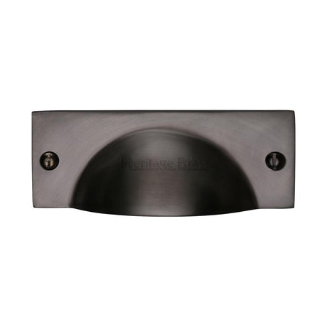 This is an image of a Heritage Brass - Drawer Cup Pull Cheshire Design Matt Bronze Finish, c2762-mb that is available to order from Trade Door Handles in Kendal.