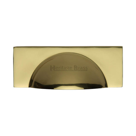 This is an image of a Heritage Brass - Drawer Cup Pull Hampshire Design 57mm CTC Polished Brass Finish, c2764-pb that is available to order from Trade Door Handles in Kendal.