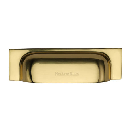 This is an image of a Heritage Brass - Drawer Cup Pull Military Design 152mm CTC Polished Brass Finish, c2766-152-pb that is available to order from Trade Door Handles in Kendal.