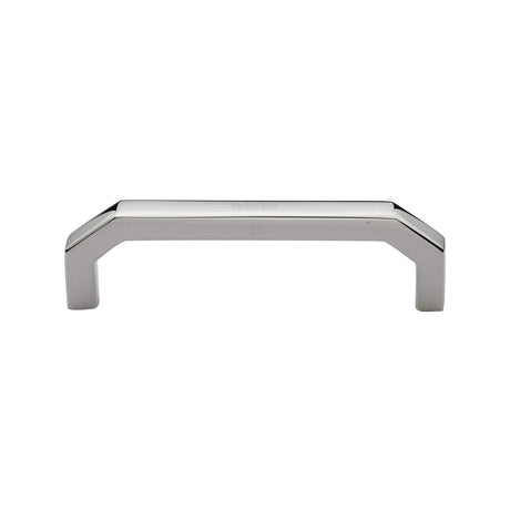 This is an image of a Heritage Brass - Cabinet Pull Hex Angular Design 101mm CTC Polished Nickel Finish, c3465-101-pnf that is available to order from Trade Door Handles in Kendal.