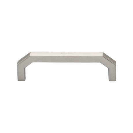 This is an image of a Heritage Brass - Cabinet Pull Hex Angular Design 101mm CTC Satin Nickel Finish, c3465-101-sn that is available to order from Trade Door Handles in Kendal.