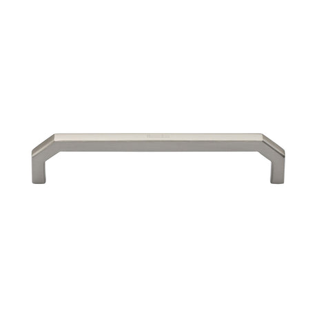 This is an image of a Heritage Brass - Cabinet Pull Hex Angular Design 152mm CTC Satin Nickel Finish, c3465-152-sn that is available to order from Trade Door Handles in Kendal.