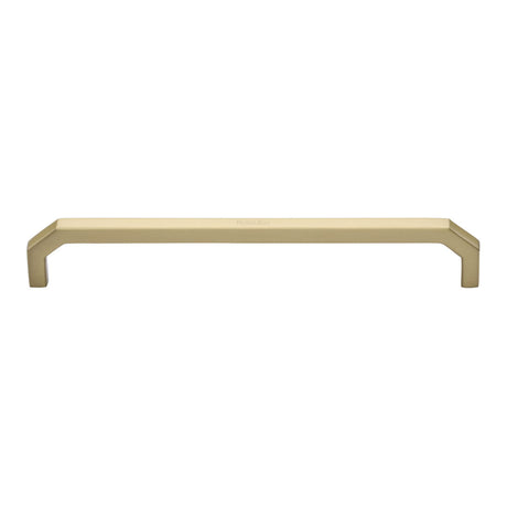 This is an image of a Heritage Brass - Cabinet Pull Hex Angular Design 203mm CTC Satin Brass Finish, c3465-203-sb that is available to order from Trade Door Handles in Kendal.