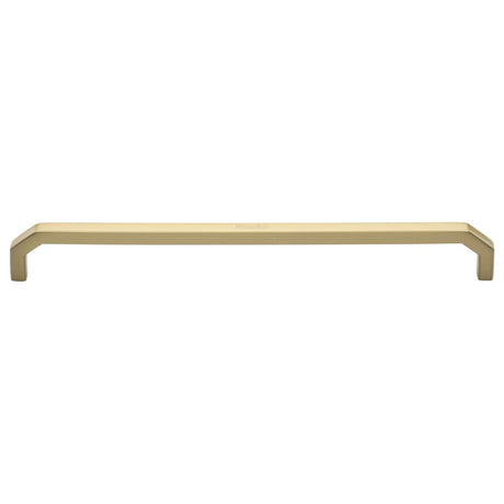 This is an image of a Heritage Brass - Cabinet Pull Hex Angular Design 254mm CTC Satin Brass Finish, c3465-254-sb that is available to order from Trade Door Handles in Kendal.