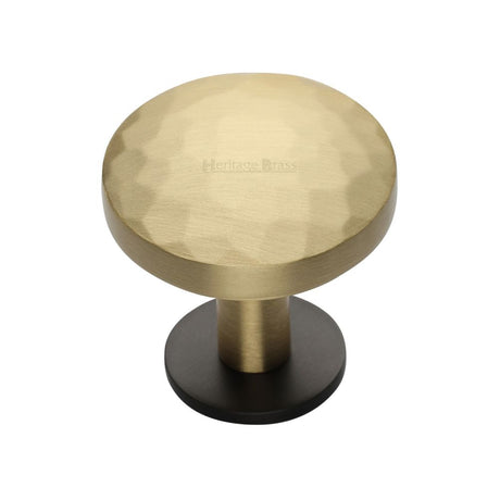 This is an image of a Heritage Brass - Cabinet Knob Round Hammered Design with Rose 32mm Matt Bronze/S, c3876-32-bsb that is available to order from Trade Door Handles in Kendal.