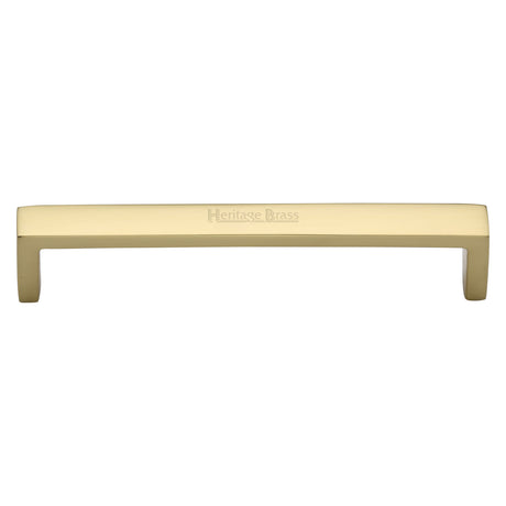 This is an image of a Heritage Brass - Cabinet Pull Wide Metro Design 152mm CTC Polished Brass Finish, c4520-152-pb that is available to order from Trade Door Handles in Kendal.