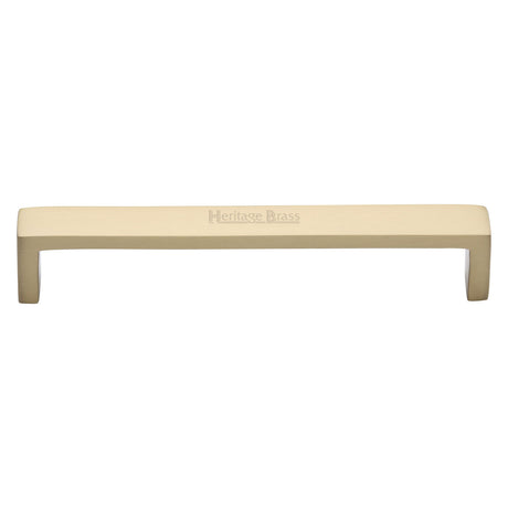 This is an image of a Heritage Brass - Cabinet Pull Wide Metro Design 152mm CTC Satin Brass Finish, c4520-152-sb that is available to order from Trade Door Handles in Kendal.