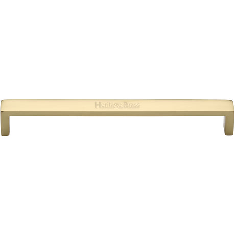 This is an image of a Heritage Brass - Cabinet Pull Wide Metro Design 203mm CTC Polished Brass Finish, c4520-203-pb that is available to order from Trade Door Handles in Kendal.