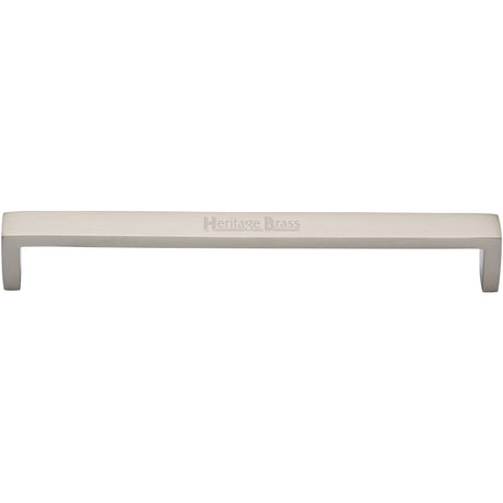 This is an image of a Heritage Brass - Cabinet Pull Wide Metro Design 203mm CTC Satin Nickel Finish, c4520-203-sn that is available to order from Trade Door Handles in Kendal.