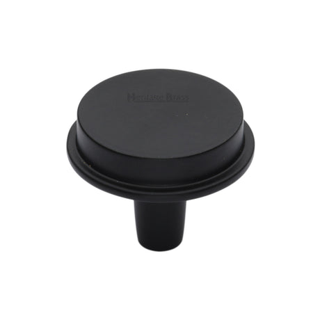 This is an image of a Heritage Brass - Cabinet Knob Flat Top Design 32mm Matt Black finish, c4592-32-bkmt that is available to order from Trade Door Handles in Kendal.