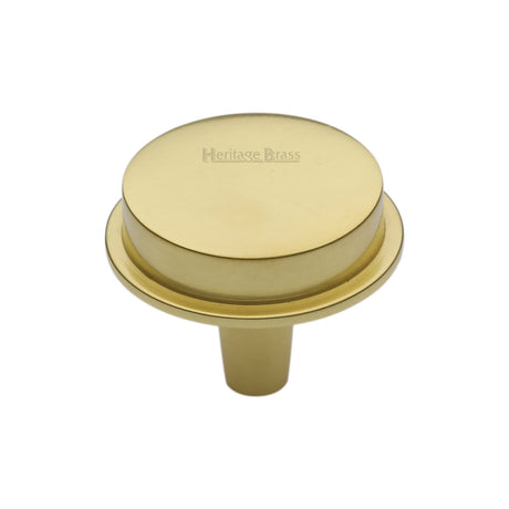 This is an image of a Heritage Brass - Flat Round Knob Design 32 mm Polished Brass finish, c4592-32-pb that is available to order from Trade Door Handles in Kendal.