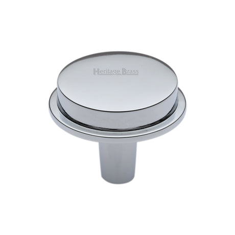 This is an image of a Heritage Brass - Flat Round Knob Design 32 mm Polished Chrome finish, c4592-32-pc that is available to order from Trade Door Handles in Kendal.