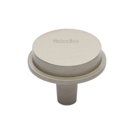 This is an image of a Heritage Brass - Flat Round Knob Design 32 mm Satin Nickel finish, c4592-32-sn that is available to order from Trade Door Handles in Kendal.