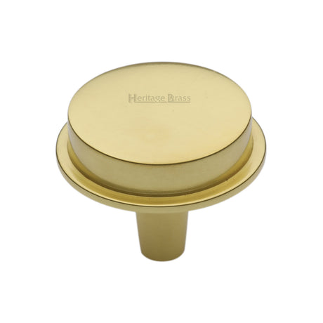 This is an image of a Heritage Brass - Flat Round Knob Design 38 mm Polished Brass finish, c4592-38-pb that is available to order from Trade Door Handles in Kendal.