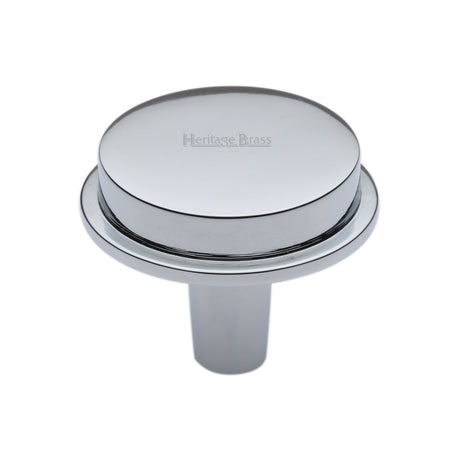 This is an image of a Heritage Brass - Flat Round Knob Design 38 mm Polished Chrome finish, c4592-38-pc that is available to order from Trade Door Handles in Kendal.