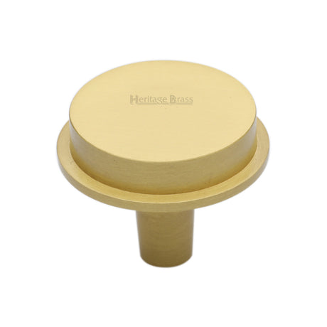 This is an image of a Heritage Brass - Flat Round Knob Design 38 mm Satin Brass finish, c4592-38-sb that is available to order from Trade Door Handles in Kendal.