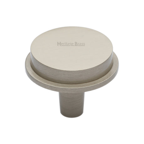This is an image of a Heritage Brass - Flat Round Knob Design 38 mm Satin Nickel finish, c4592-38-sn that is available to order from Trade Door Handles in Kendal.