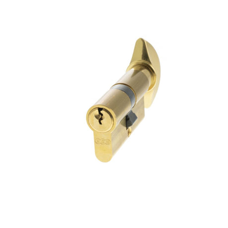 This is an image of AGB Euro Profile 5 Pin Cylinder Key to Turn 30-30mm (60mm) - Polished Brass available to order from Trade Door Handles.