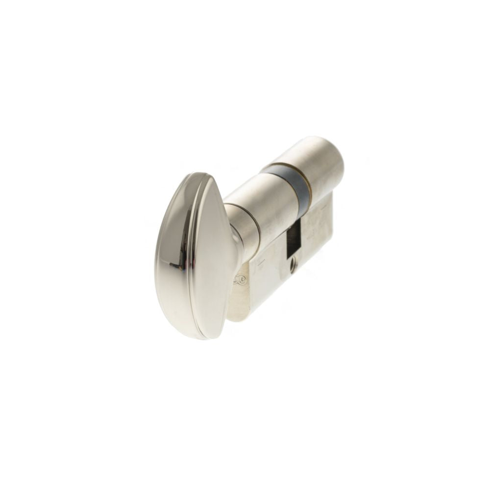 This is an image of AGB Euro Profile 5 Pin Cylinder Key to Turn 30-30mm (60mm) - Polished Nickel available to order from Trade Door Handles.