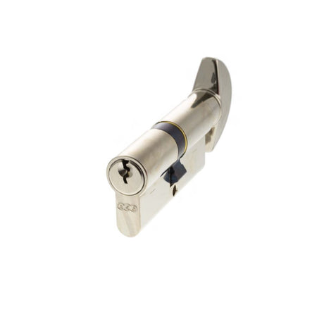 This is an image of AGB Euro Profile 5 Pin Cylinder Key to Turn 35-35mm (70mm) - Polished Nickel available to order from Trade Door Handles.