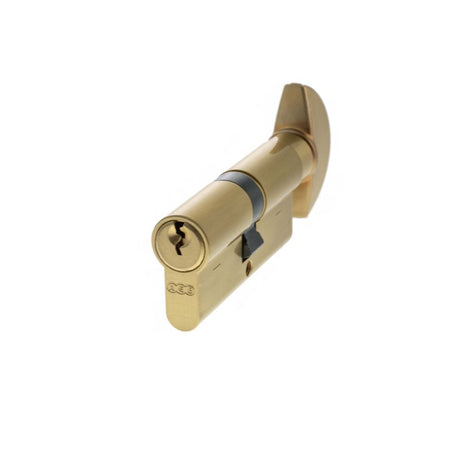 This is an image of AGB Euro Profile 5 Pin Cylinder Key to Turn 35-35mm (70mm) - Satin Brass available to order from Trade Door Handles.