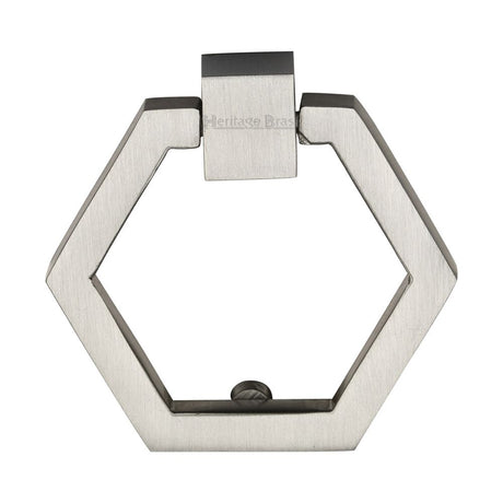 This is an image of a Heritage Brass - Cabinet Drop Pull Hexagon Design 51mm Satin Nickel Finish, c6334-sn that is available to order from Trade Door Handles in Kendal.
