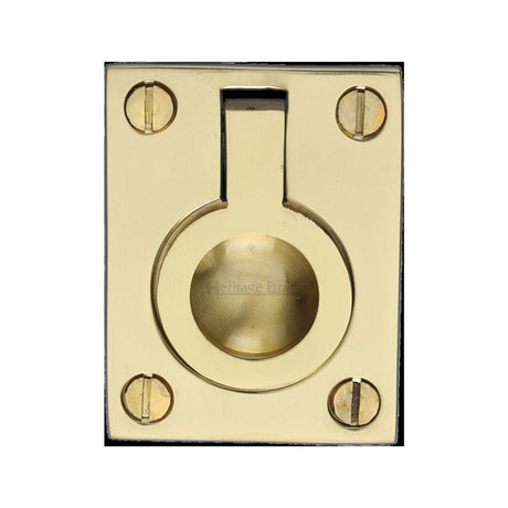 This is an image of a Heritage Brass - Cabinet Pull Flush Ring Design 38mm Polished Brass Finish, c6337-38-pb that is available to order from Trade Door Handles in Kendal.