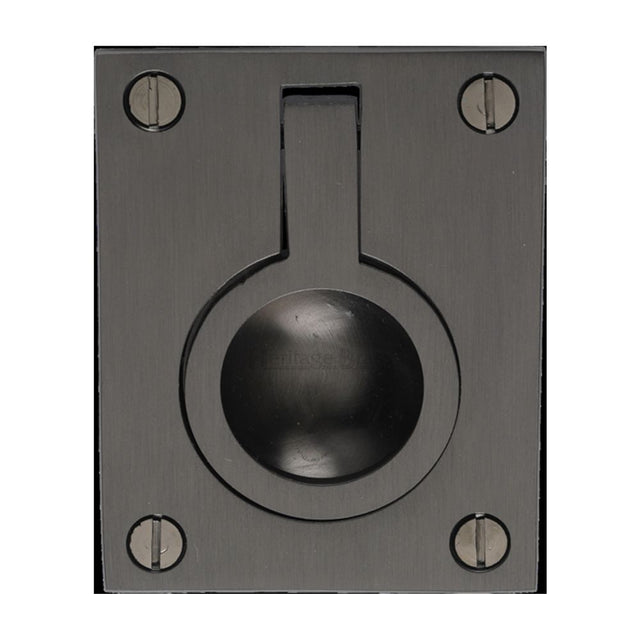 This is an image of a Heritage Brass - Cabinet Pull Flush Ring Design 50mm Matt Bronze Finish, c6337-50-mb that is available to order from Trade Door Handles in Kendal.