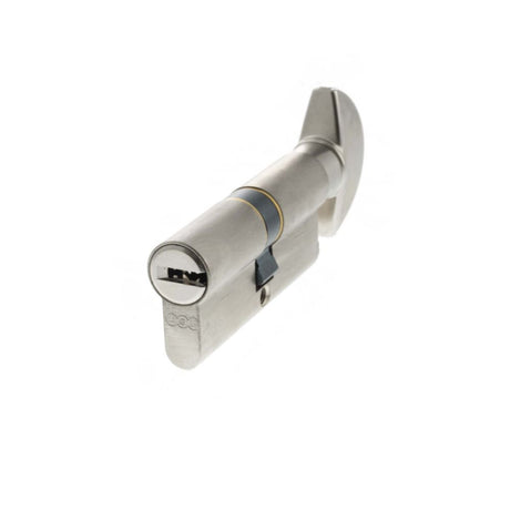 This is an image of AGB Euro Profile 15 Pin Cylinder Key to Turn 35-35mm (70mm) - Satin Chrome available to order from Trade Door Handles.