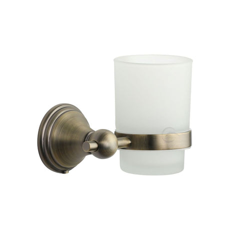 This is an image of a M.Marcus - Single tumbler holder with frosted glass Matt Antique Finish, cam-tumbler-ma that is available to order from Trade Door Handles in Kendal.