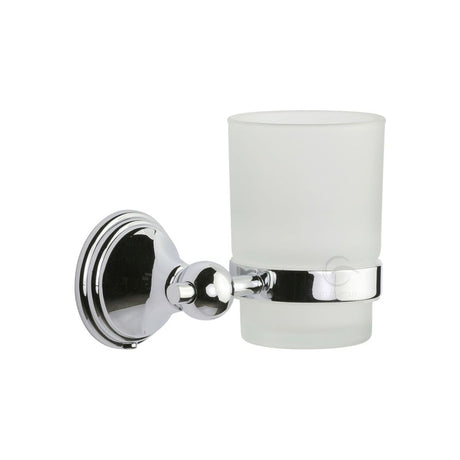 This is an image of a M.Marcus - Single tumbler holder with frosted glass Polished Chrome Finish, cam-tumbler-pc that is available to order from Trade Door Handles in Kendal.