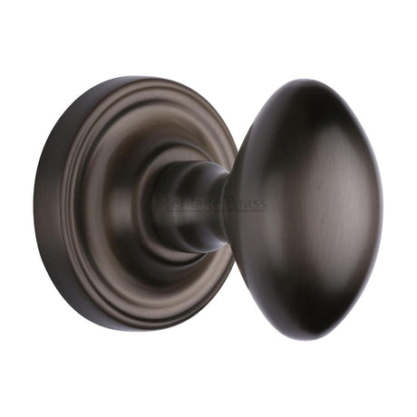 This is an image of a Heritage Brass - Mortice Knob on Rose Chelsea Design Matt Bronze Finish, che7373-mb that is available to order from Trade Door Handles in Kendal.