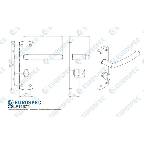 This image is a line drwaing of a Eurospec - Steelworx Residential Arched Lever on WC Backplate - Satin Stainless available to order from Trade Door Handles in Kendal
