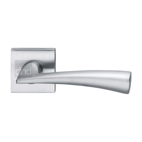 This is an image of a DND - Dolce Door Handle on Square Rose Satin Chrome, do18s-sc that is available to order from Trade Door Handles in Kendal.